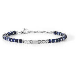 UBR 887-Bracciale in acciaio ed agata blu